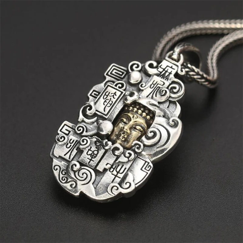 Подвеска мантра с портретом Будды подвеска из 100% настоящего серебра 925 пробы для