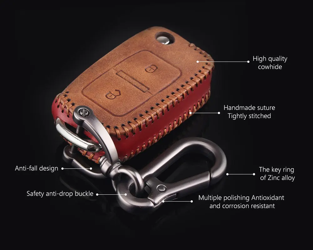 Кожаный чехол для ключей от автомобиля KEYYOU, чехол для VW Volkswagen Amarok Polo Golf MK4 Bora Jetta Altea Alhambra, брелок для ключей