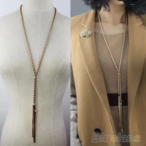 Bluelans европейский стиль подвески Золотая плиссированная кисточка длинный зимний