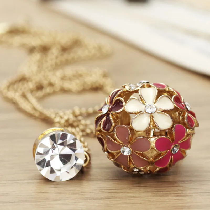 Neoglory multi Слои Чешский горный хрусталь светло желтого золота Цвет цветок кулон