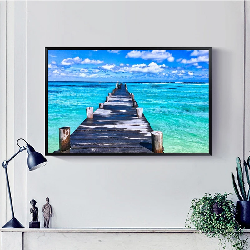 Алмазная вышивка море пейзаж мозаика настенная живопись бриллианты голубое небо