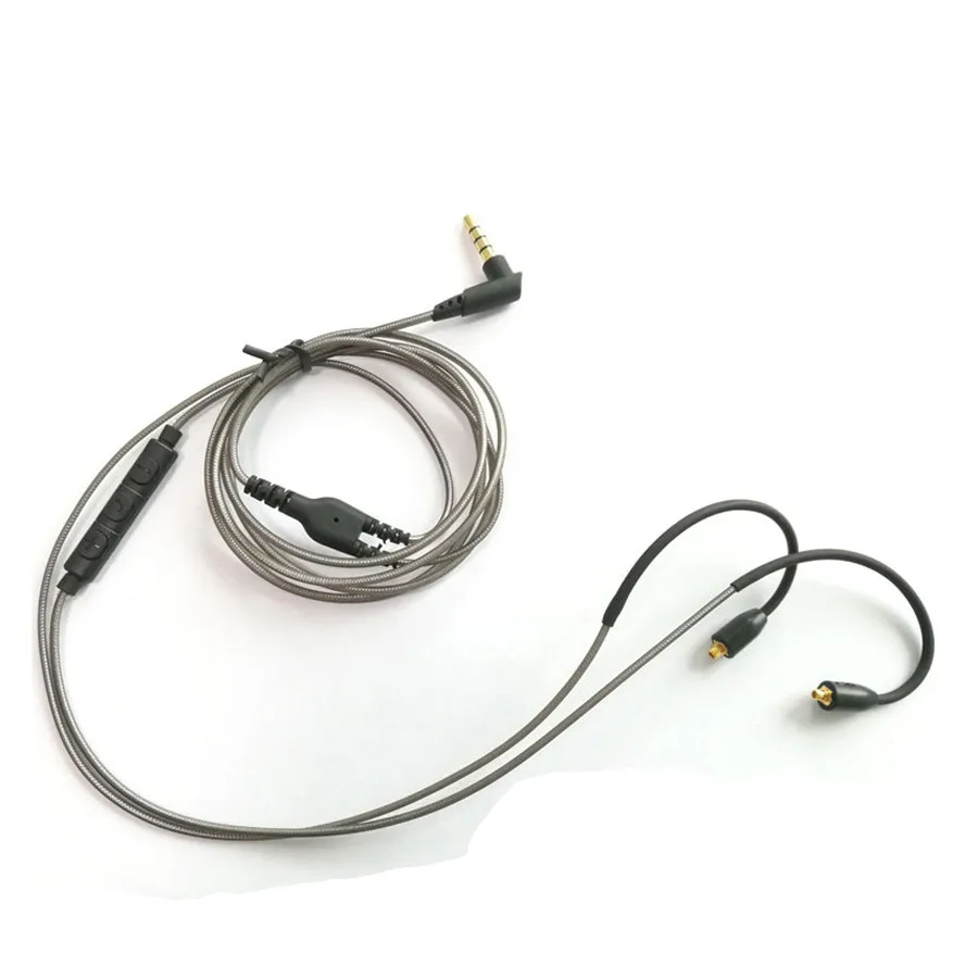 MMCX кабель для Shure SE215 SE535 SE846 наушники обновление Сменные кабели с дистанционным микрофоном Регулятор громкости гарнитура провод - Цвет: MMCX with mic