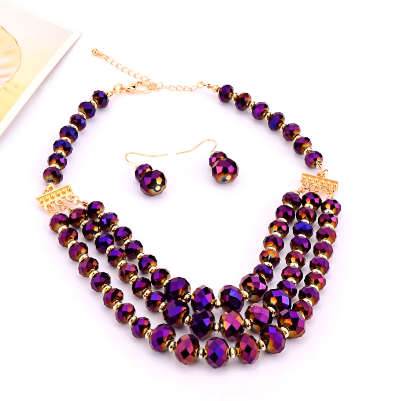 UDDEIN наборы кристальных ожерелий и серег Женские многослойные свадебные