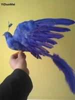 simulation bird large 45x50cm dark blue feathers phoenix bird spreading wings model handicraftpropgarden decoration gift p1504