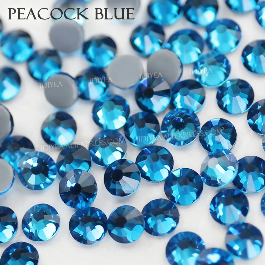 Peacock Blue glass hot fix rhinestones strass crystals hotfix flatback stone for fabric garment wedding clothes costume glitters | Дом и сад