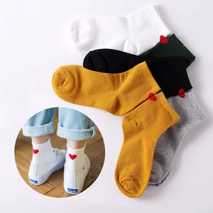 Лидер продаж, женские красивые хлопковые носки с красным сердцем и сердечками, носки в стиле Харадзюку С каблуком и сердечком, теплые носки для зимы, Забавные милые носки для девушек