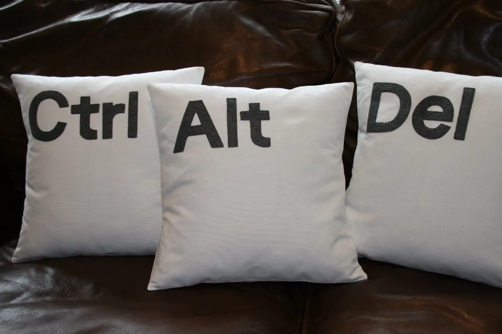 Новинка чехол для подушки с буквами Ctrl Alt Del набор из трех хлопковые чехлы на черная декоративная подушка