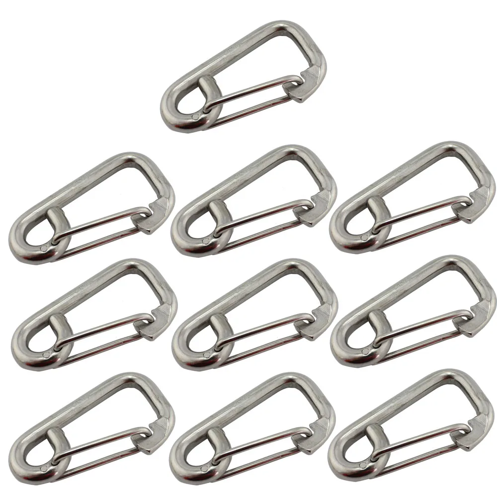 

Multifunctional Stainless Simple Snap Hook Quick Link Lock Ring Hook Lanyard Hook Carabiner 6*60mm Pack of 10pcs