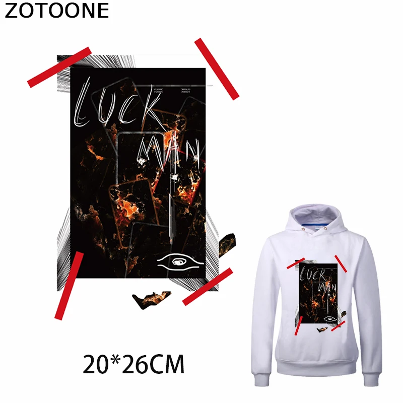 Аппликации ZOTOONE Lucky Man абстрактные из железа на одежду термопередачи для одежды