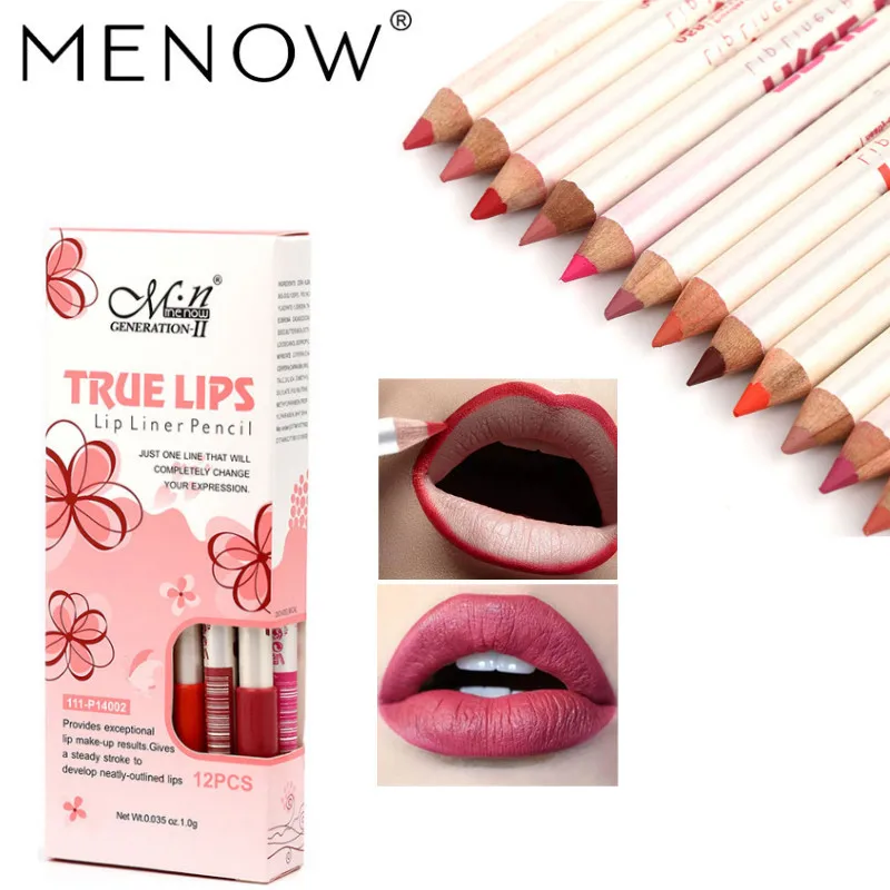

12 Colors Menow Lip Liner Multi-functional Lipliner Pencil Long Lasting Waterproof Lip Eye Brow Cosmetic Makeup Colorful Pens