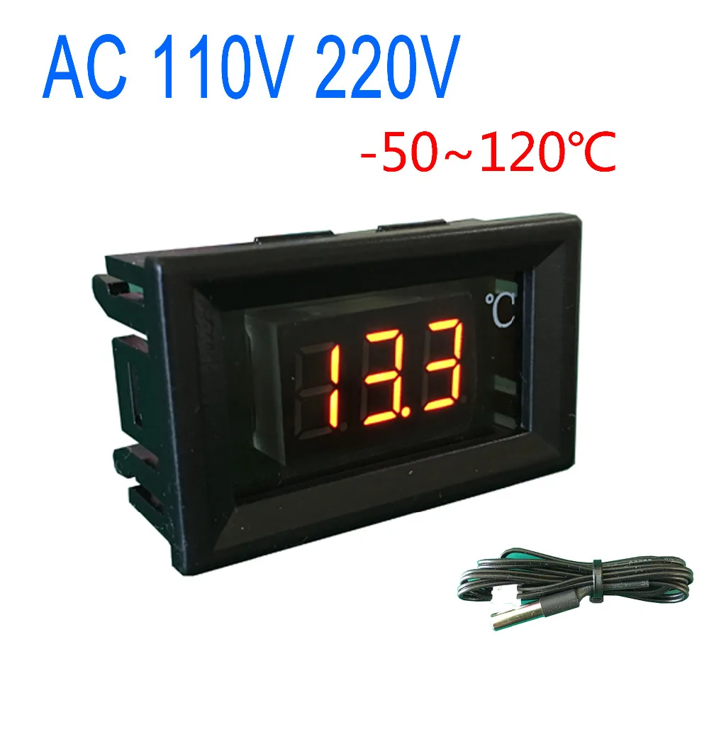 Светодиодный цифровой термометр 110 В 220 перем. Тока с 50C на 120C + датчик температуры