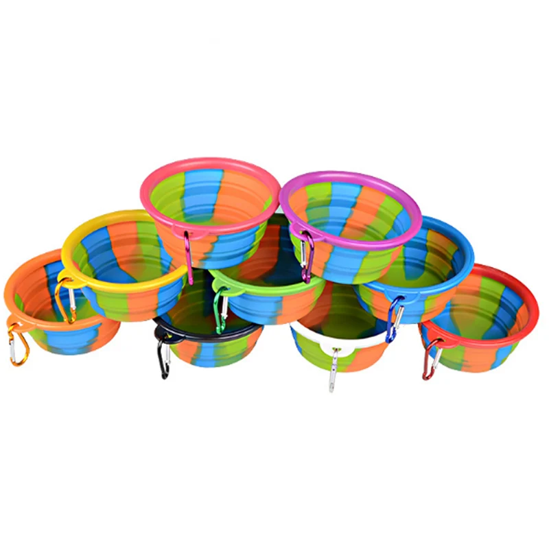 Складная Силиконовая миска для собак портативная уличная дорожная с питьевой