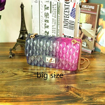 black pink bigger Clear Colorful Transparent jelly Bag Gradient Candy Color Crossbody Bags Designed Ladies Shoulder Chain Messenger Bag - Цвет: black pink bigger