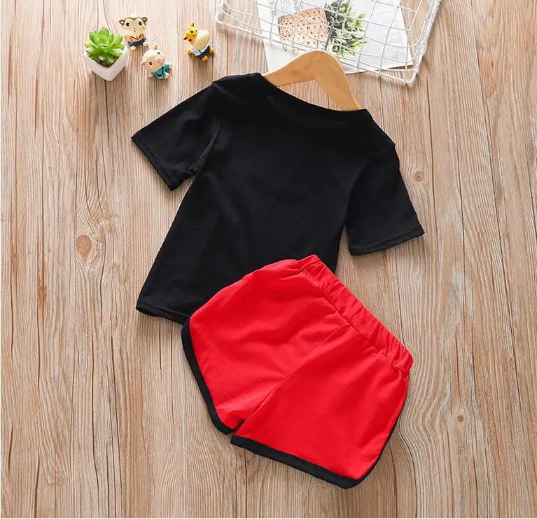 Retail!children clothing sets 2019 new summer fashion baby girls cartoon mickey short sleeve t-shirt+short pants 2 pcs suit | Детская