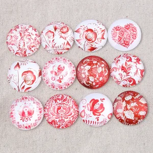 Стеклянный кабошон reidgaller с изображением красных цветов, 10 мм, 12 мм, 14 мм, 18 мм, 20 мм, 25 мм, 30 мм