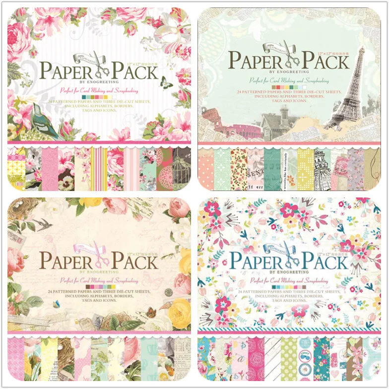 24 штук упак. 12*12 дюймов башня Цветок высечки узорной бумаги пакет Скрапбукинг DIY