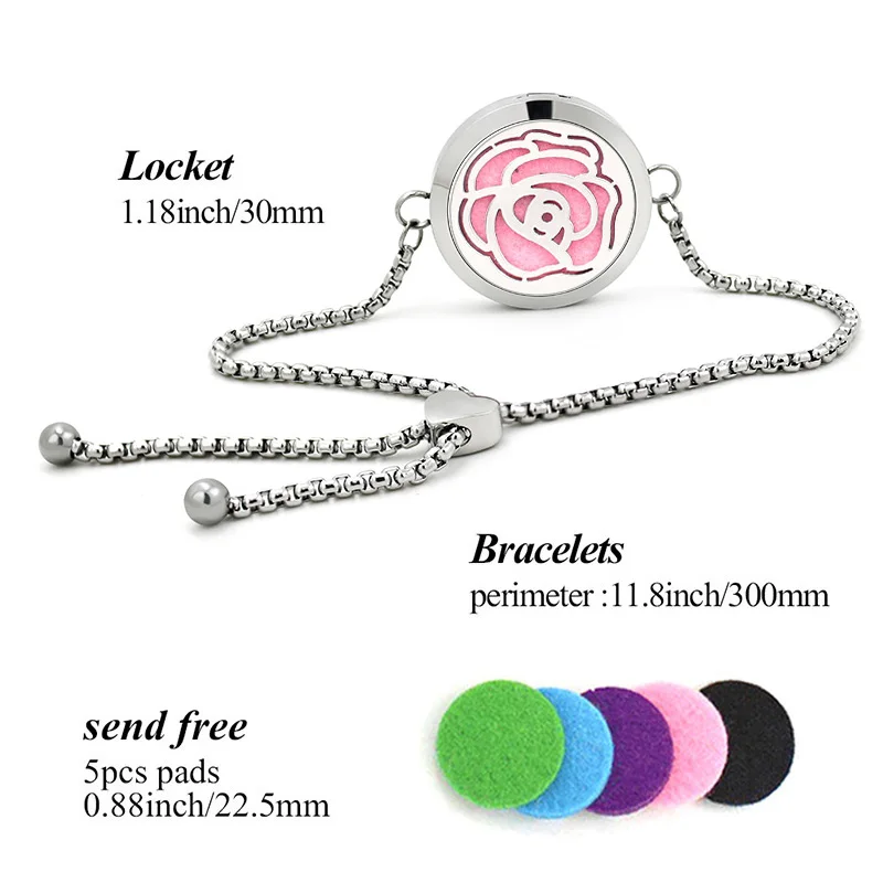 Оптом и в розницу 30 мм ароматерапия из нержавеющей стали диффузор браслет AD161-180-Z03