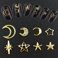 1000pcs gold star moon nail glitter charms metal slice rivet diy 3d flat back nail art decorations nails jewelry accessories