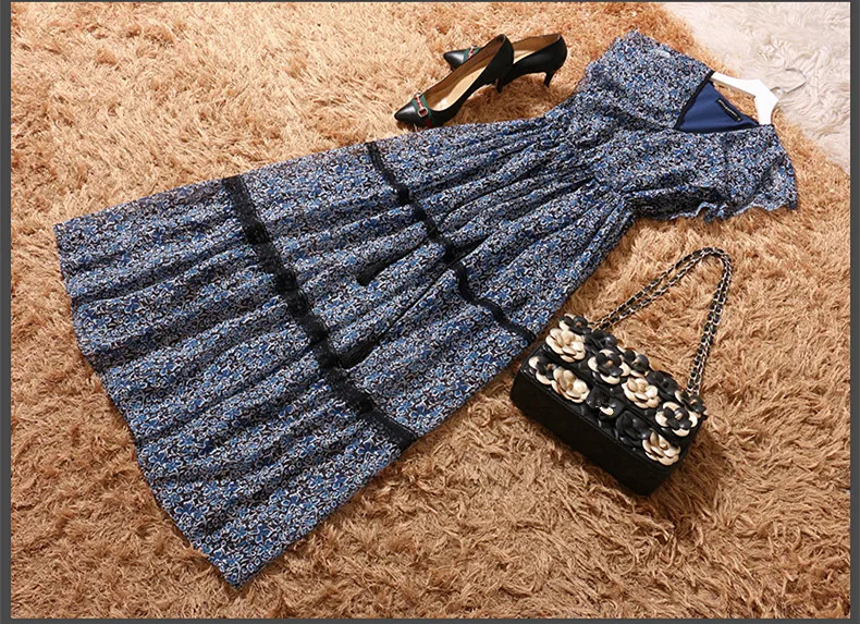 Женское шифоновое платье с принтом длинное летнее глубоким V образным вырезом в