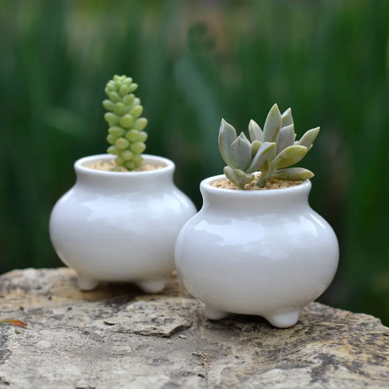 Белый Керамика цветочных горшков под заказ с тремя ногу Изящные Дизайн Искусство