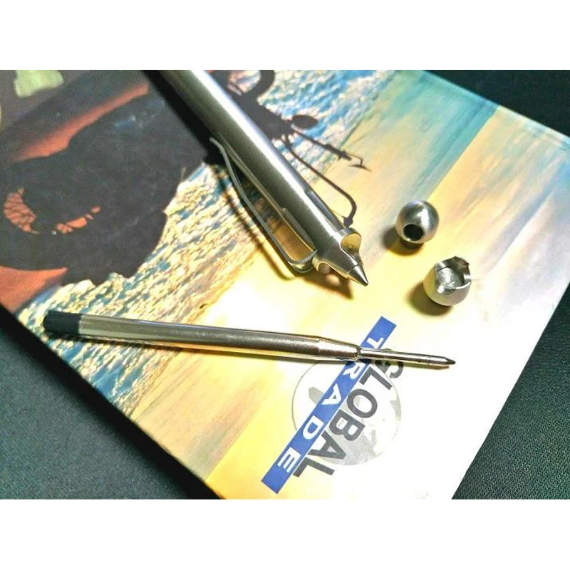 Тактическая ручка с 2 головками шариковая из нержавеющей стали для самообороны