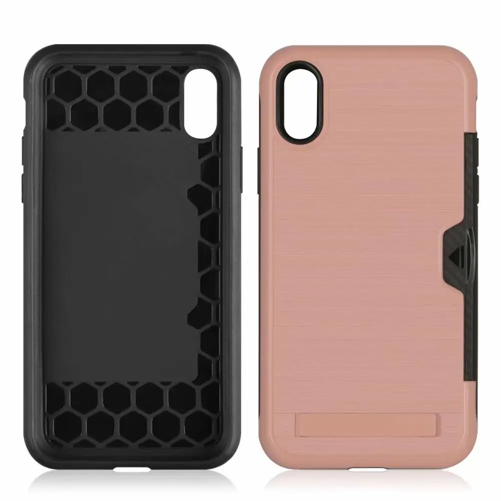 Чехол для iPhone X XR XS MAX слот кредитных карт чехлы бумажников PC + TPU KickstandCover 8 Plus 7 6 S