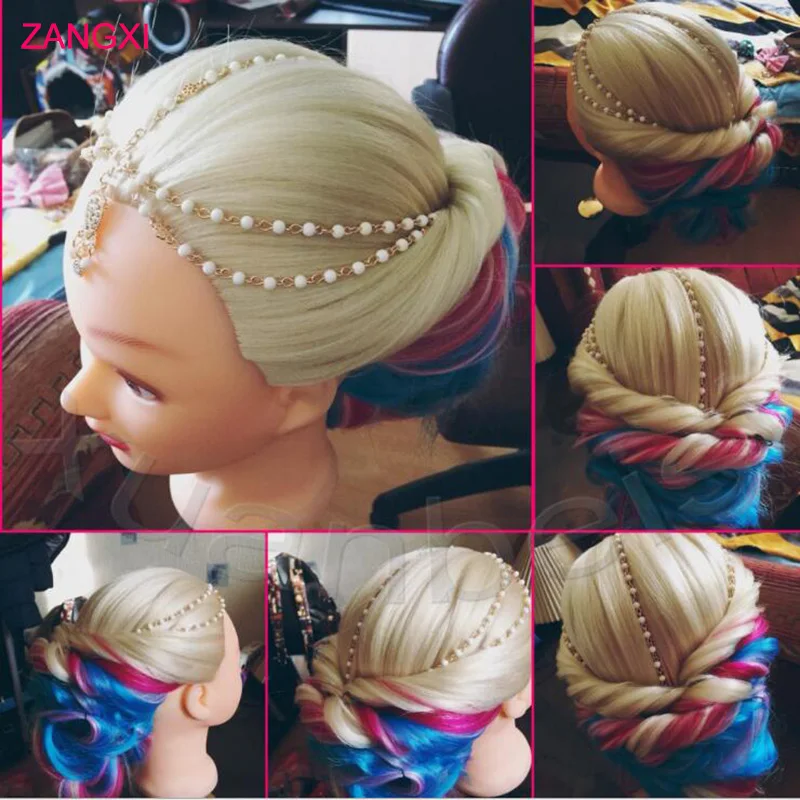 80 см синтетические волосы голова куклы для причесок головы прически женский