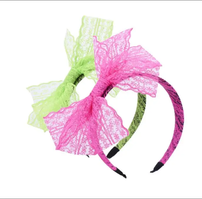 Женские 80 х годов костюм аксессуары неоновая Кружевная повязка на голову с