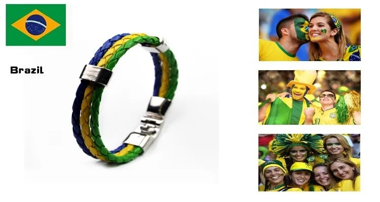 Спортивные мужские плетеные браслеты из 3 нитей с национальными флагами|bracelet