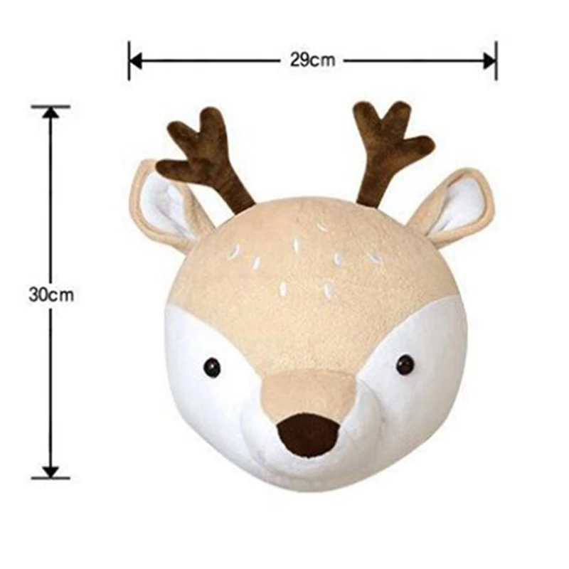 deer Украшение в виде головы животного, мягкие игрушки, Плюшевый единорог, олень, голова слона, настенное крепление, декор для детской комнаты, рождественский подарок - Цвет: deer