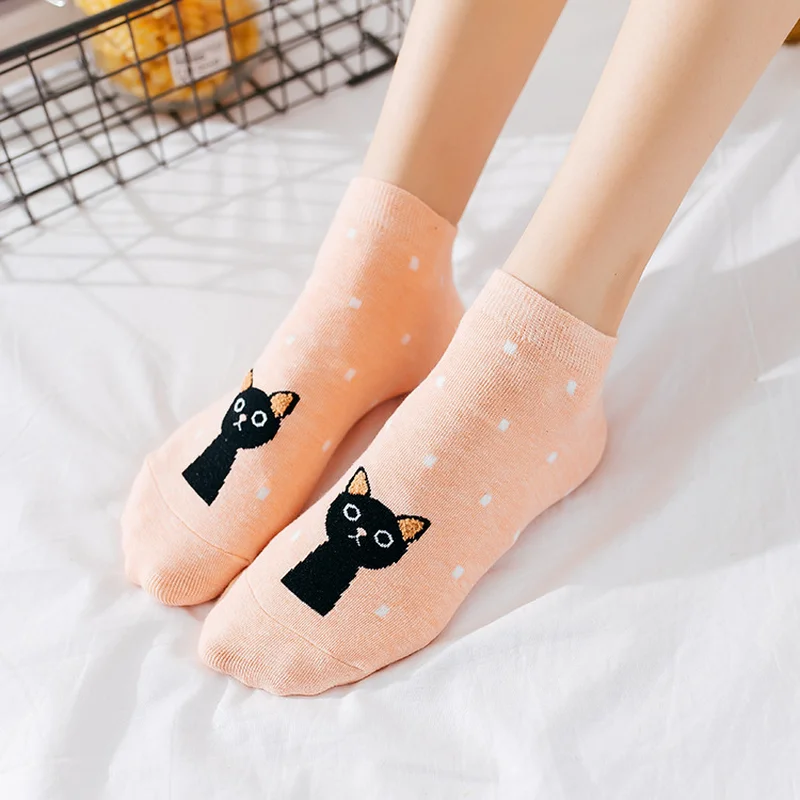 3 шт./комплект женские носки с милым котом хлопковые летние короткие harajuku