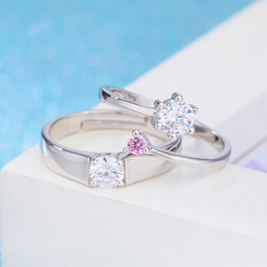 PXCHZQ Ретро Женский Ювелирные Изделия Кольца Пара Сверкающий Белый Циркон Мужчин И