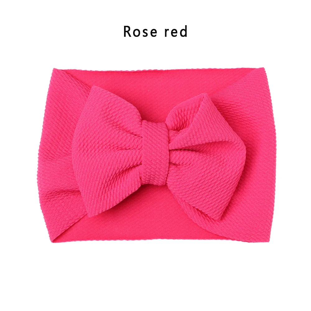 rose red Новое поступление тюрбан популярный 5 ''большой бант для волос повязка для волос для девочек текстурированная ткань эластичная Детская DIY аксессуары для волос - Цвет: rose red