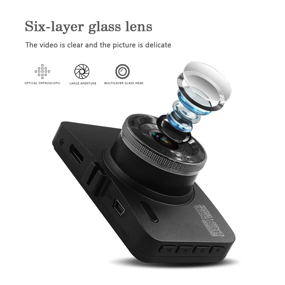 Автомобильный мини-видеорегистратор регистратор с 3-дюймовым ЖК-экраном Full HD 1080P |