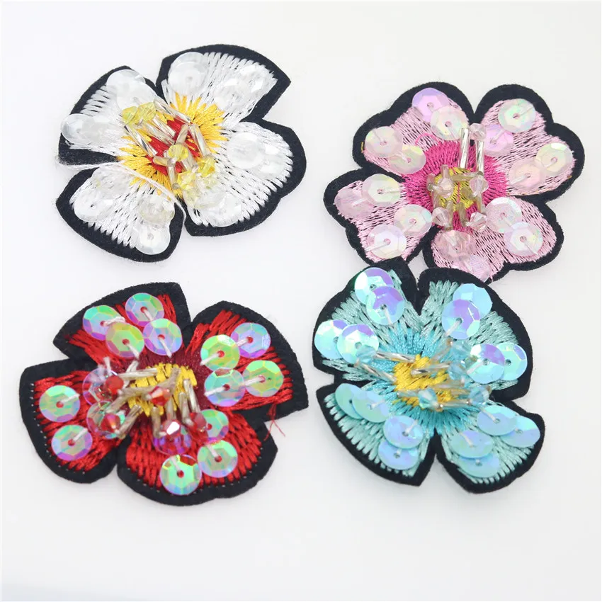 flower handmade crystal rhinestones applique beaded sequins flowers Fancy tassels clothing accessories sew or glue 4pcs H138 | Дом и сад