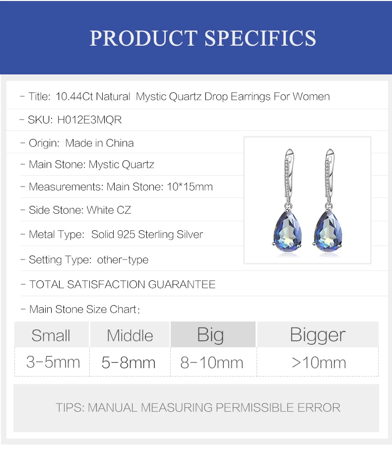 GEM'S балет 10.44Ct натуральный Радужный мистический кварцевый камень серьги 925 пробы серебро Висячие для женщин ювелирные украшения