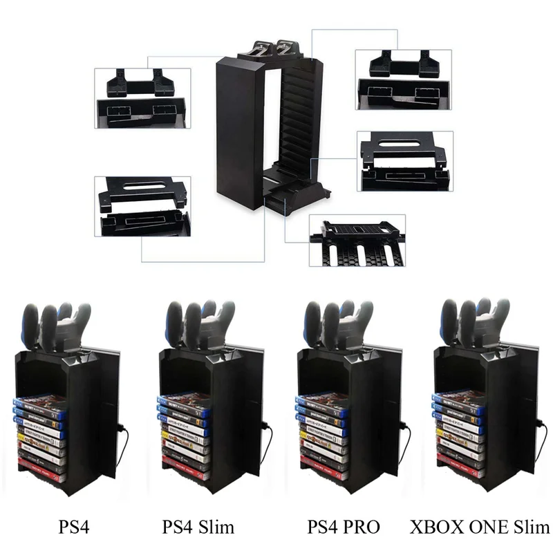 Вертикальная подставка для PS4 SLIM PRO XboxONE Game Disk Tower док станция контроллера DualShock