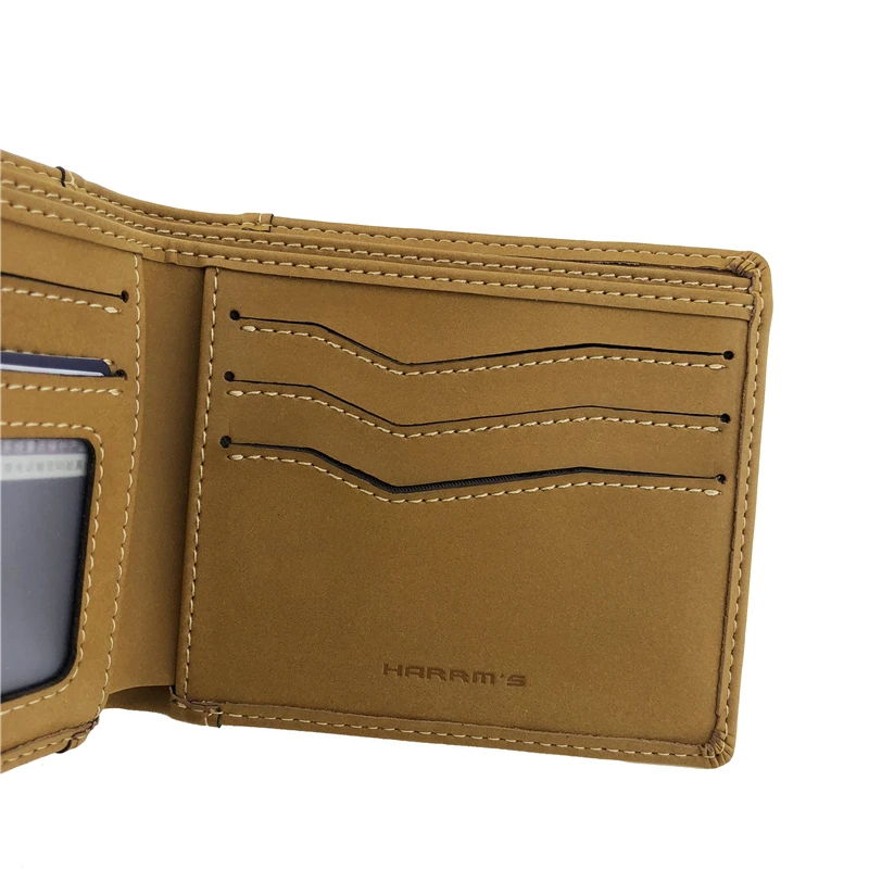 Harrms Ретро стиль коровья кожа кошелек короткий мягкий на ощупь для мужчин