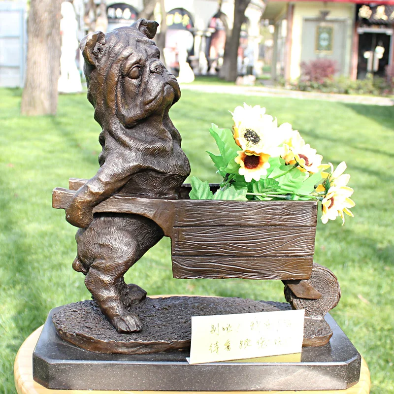 

dog cart compote flowerpot copper crafts bronze sculpture like Home Furnishing business gifts decoration decoration