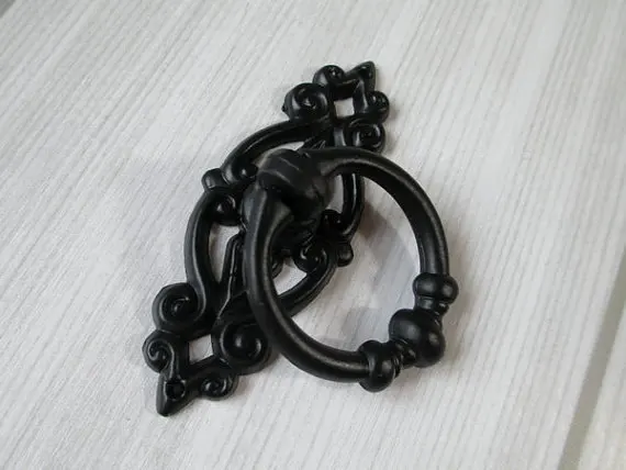 

Black Shabby Chic Dresser Drawer Pulls Knobs Handles Drop Ring / Cabinet Knobs Handle Pull Knob Antique Furniture Decorative