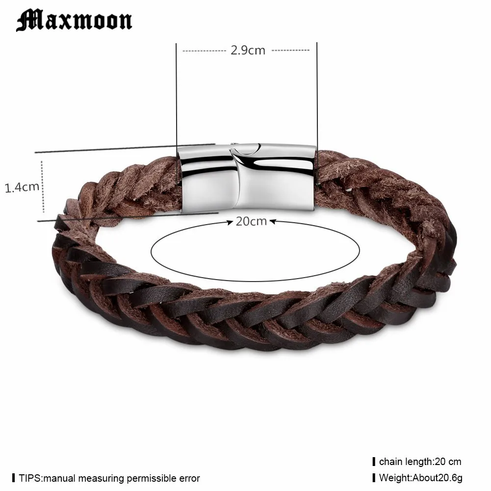 Maxmoon мужские кожаный браслет коричневый оптовая продажа Браслеты-шнурки с