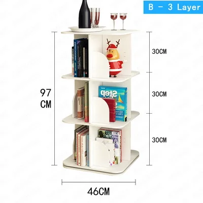 1-6 слоев DIY волшебный вращающийся книжный шкаф от журнального столика до многофункционального книжного стека деревянный-пластиковый стеллаж для хранения товаров полка - Цвет: B-3 Layers