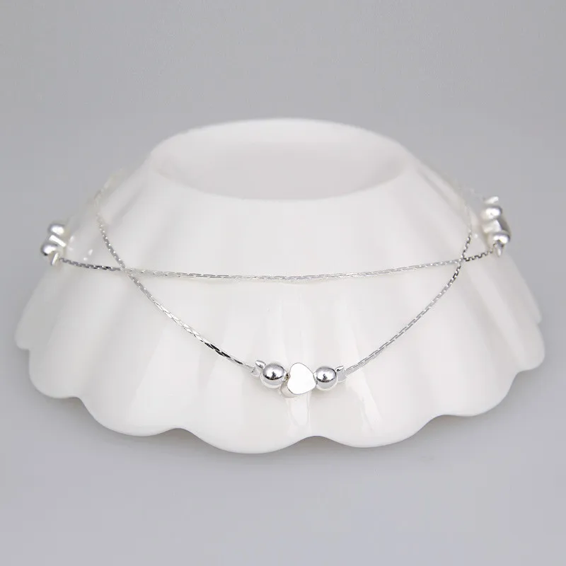 Женский элегантный браслет на лодыжку с двойной любовью цепочка сексуальные