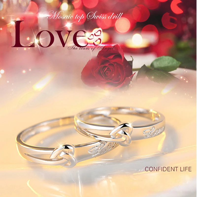 Модные фиолетовые серебряные ювелирные изделия 925 кольца в форме сердца для