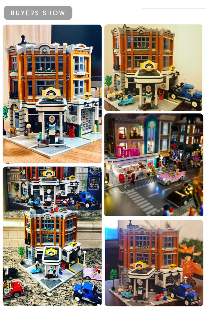 Угловой гараж Совместимость LGSET Creator Expert 10264 IepinSet 15042 конструкторных блоков, Детские кубики фигурки Обучающие игрушки подарки