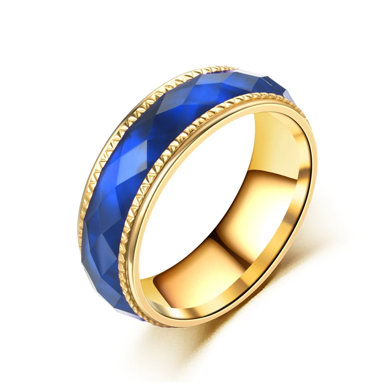 Fashion couple ring men and women models gold wedding prismatic stainless steel jewelry 8mm | Украшения и аксессуары