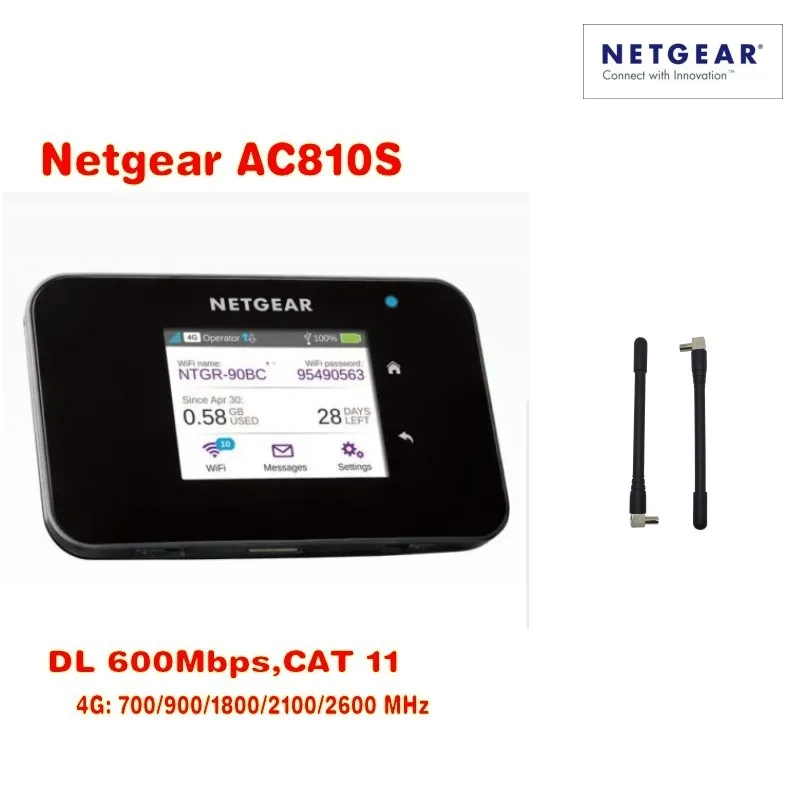 Разблокированная Мобильная точка доступа Netgear Aircard AC810S 4G LTE Cat11 600 Мбит/с Wi Fi роутер