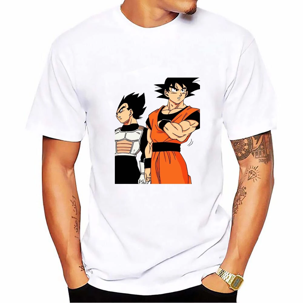 Летняя хлопковая забавная футболка Dragon Ball Z Мужская с принтом Сон Гоку модная