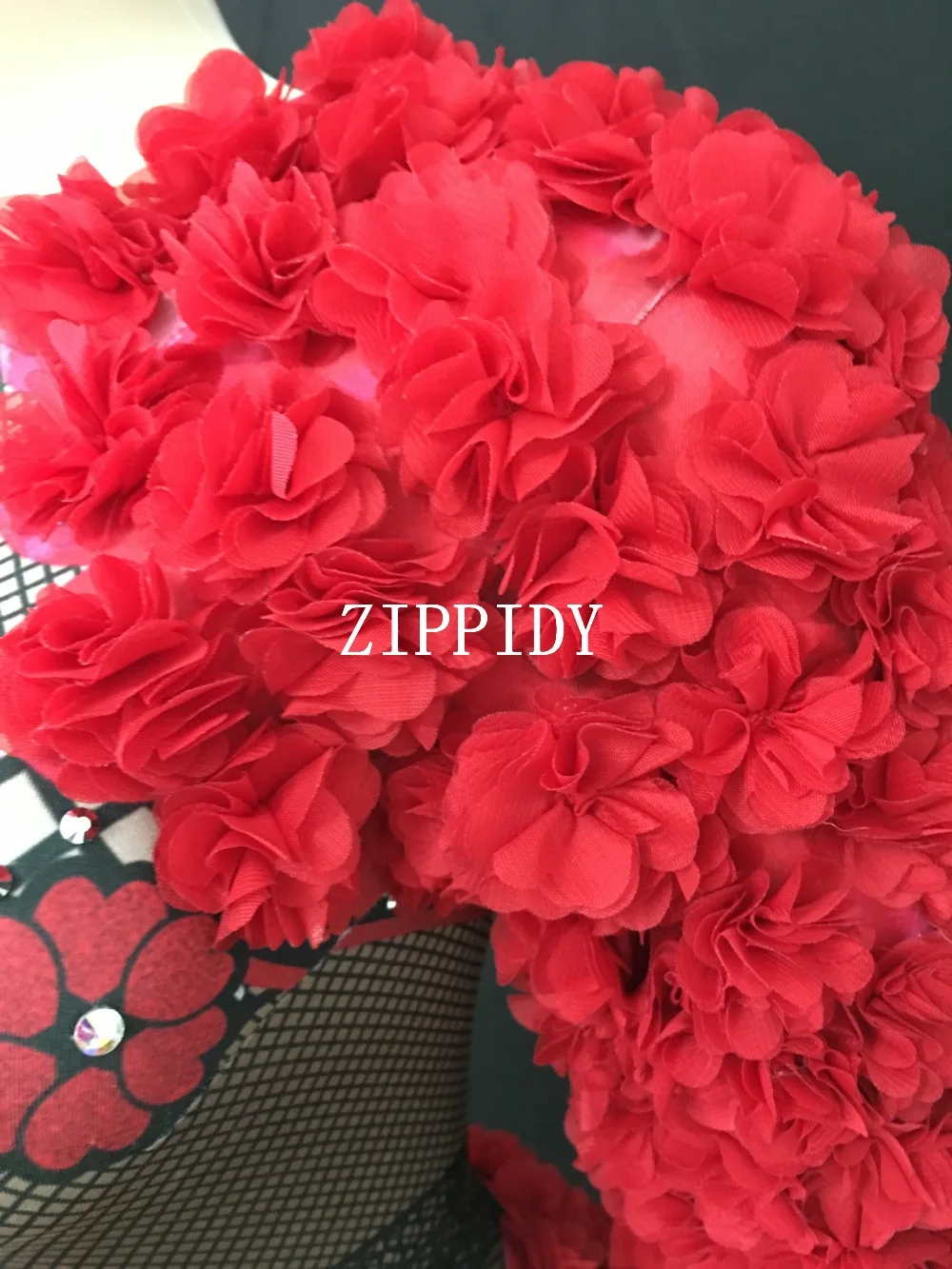 Женский комбинезон со стразами и красными цветами костюм из спандекса для