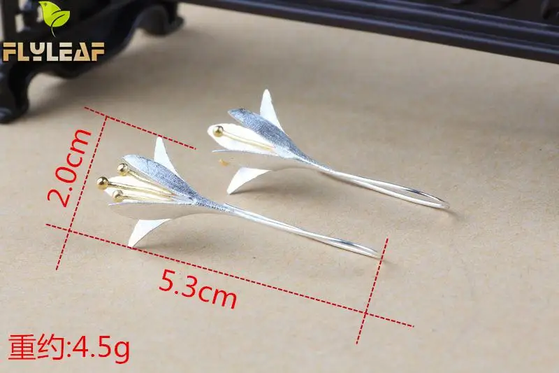 Серьги Flyleaf из стерлингового серебра 925 пробы с цветами женские элегантные серьги